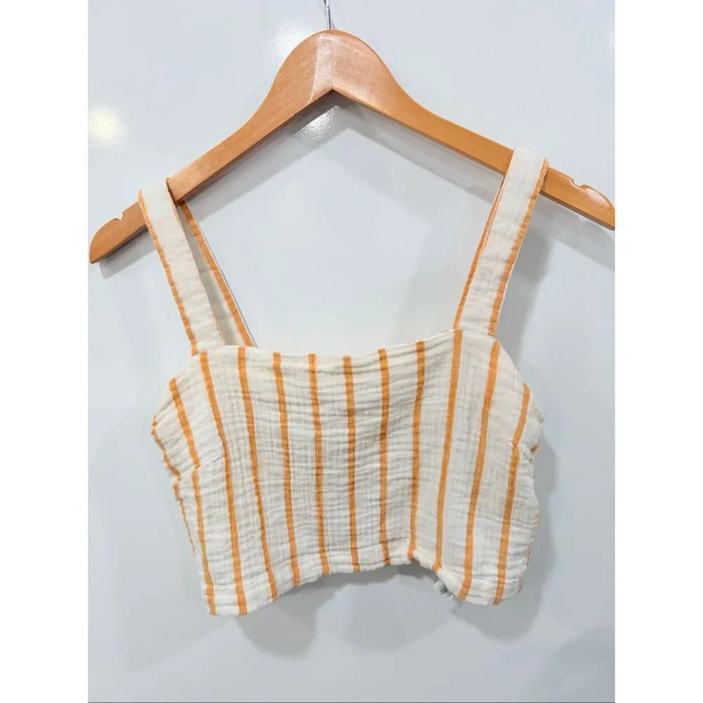 Rip Curl Striped Cotton Matching Set Crop Top Shor